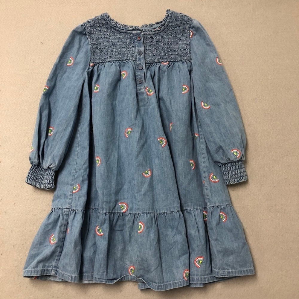 Mini Boden Dress Lot Girls 5-7Y Kids Purple Green Blue Floral Rainbow Polka Dot - Picture 3 of 5